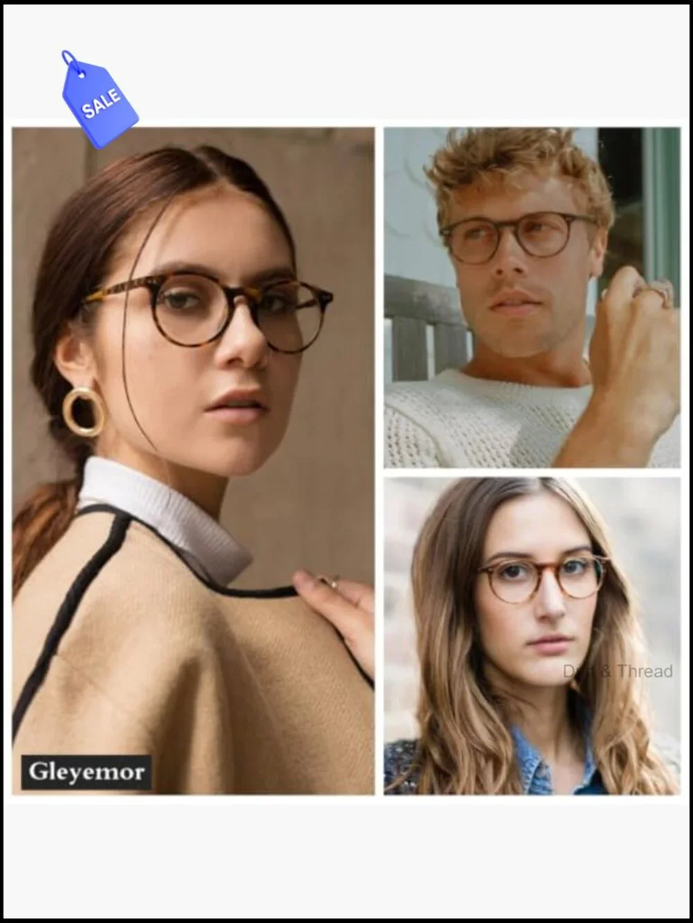 Vintage Round Blue Light Glasses TR90 Frame Lightweight Adults Office Computer